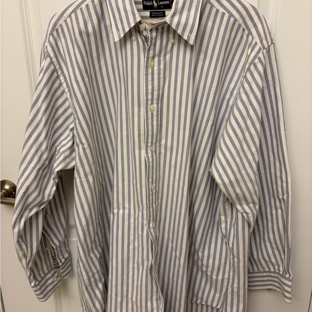 Polo Ralph Lauren Men's Yarmouth Classic Blue Striped Dress Shirt Size 17-34